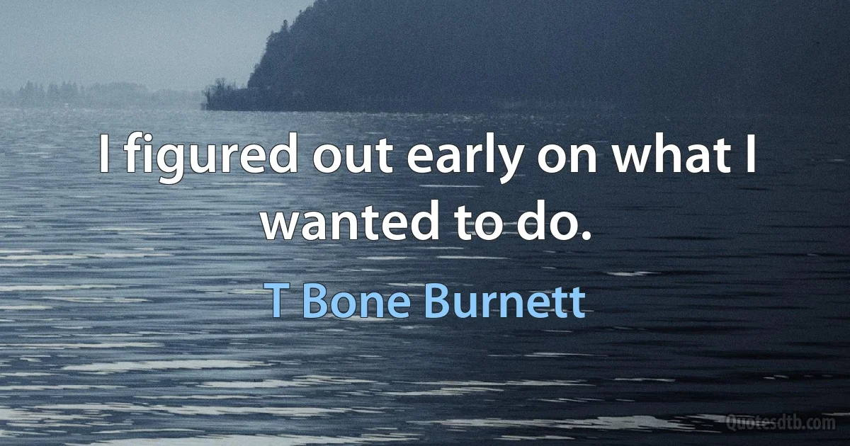 I figured out early on what I wanted to do. (T Bone Burnett)