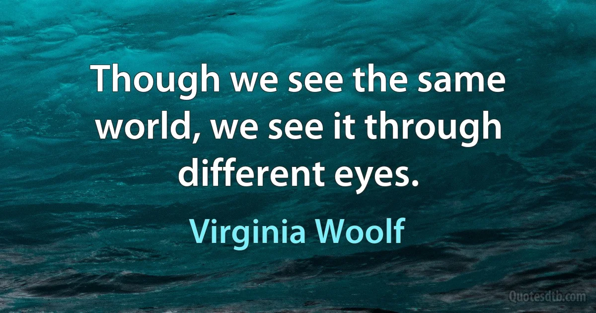 Though we see the same world, we see it through different eyes. (Virginia Woolf)