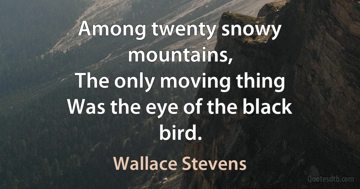 Among twenty snowy mountains,
The only moving thing
Was the eye of the black bird. (Wallace Stevens)