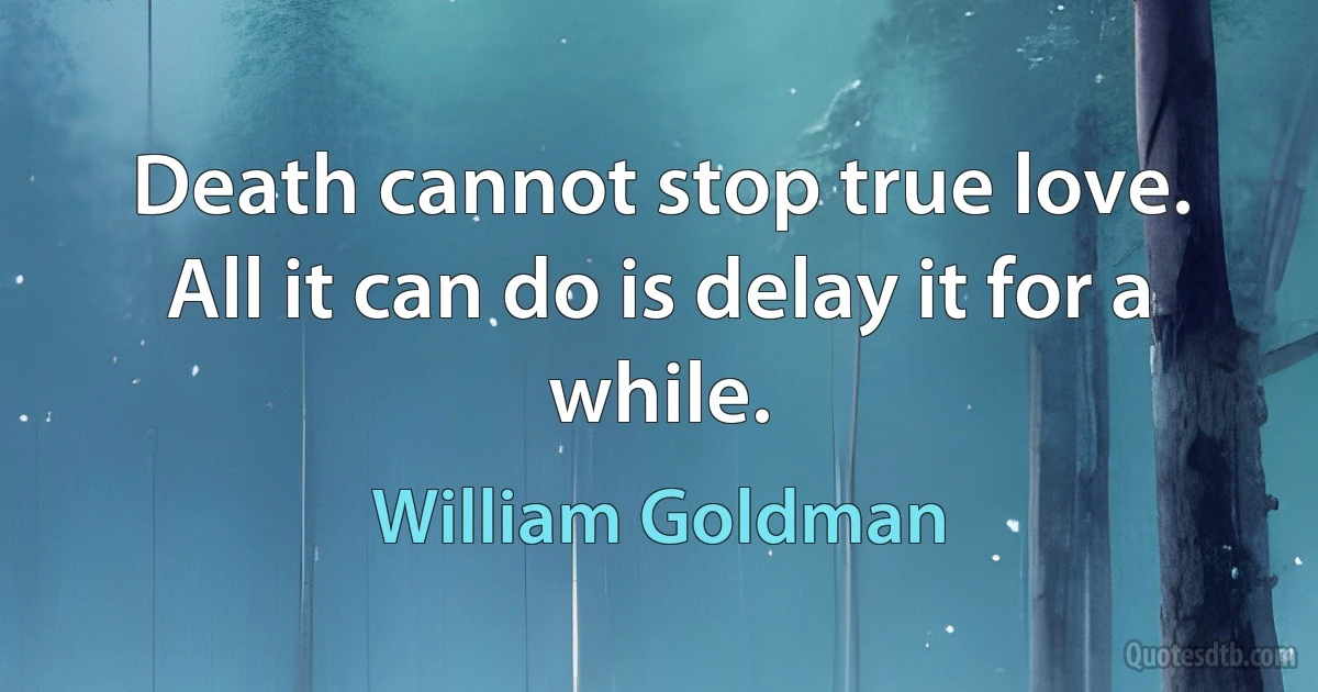 Death cannot stop true love. All it can do is delay it for a while. (William Goldman)