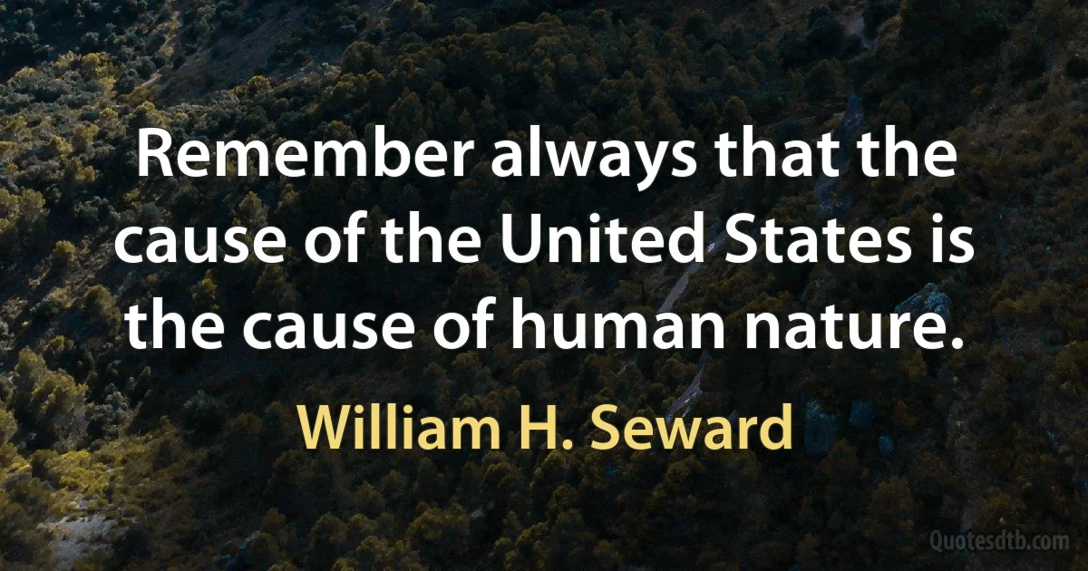 Remember always that the cause of the United States is the cause of human nature. (William H. Seward)