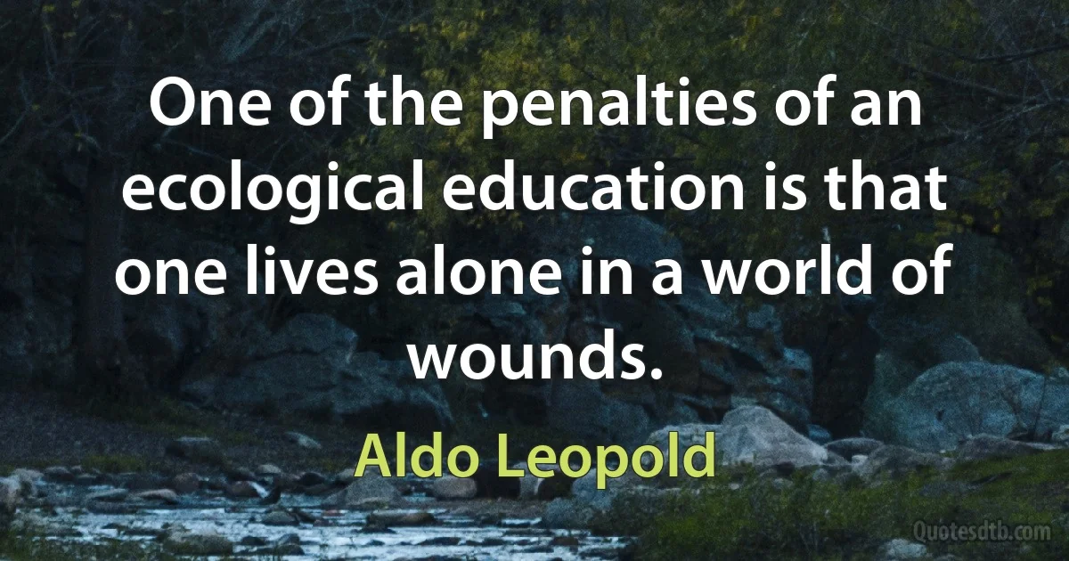 One of the penalties of an ecological education is that one lives alone in a world of wounds. (Aldo Leopold)