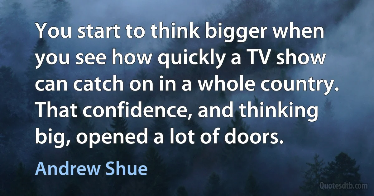 You start to think bigger when you see how quickly a TV show can catch on in a whole country. That confidence, and thinking big, opened a lot of doors. (Andrew Shue)