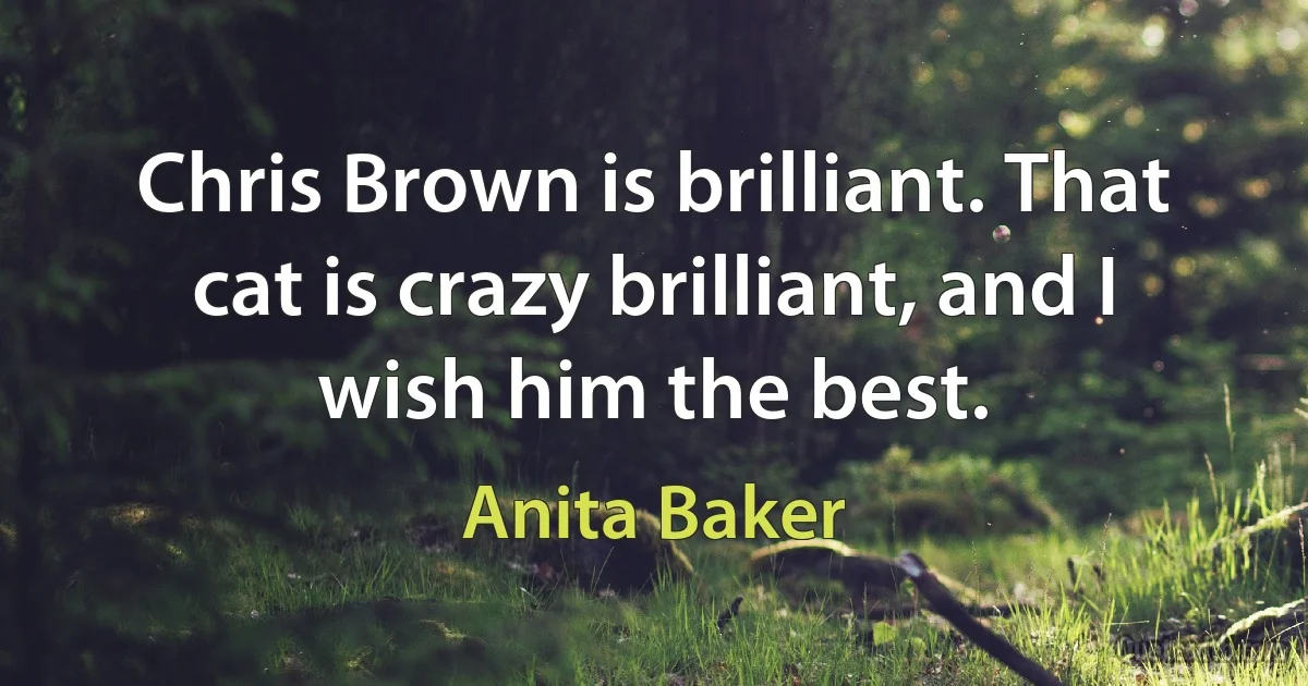 Chris Brown is brilliant. That cat is crazy brilliant, and I wish him the best. (Anita Baker)