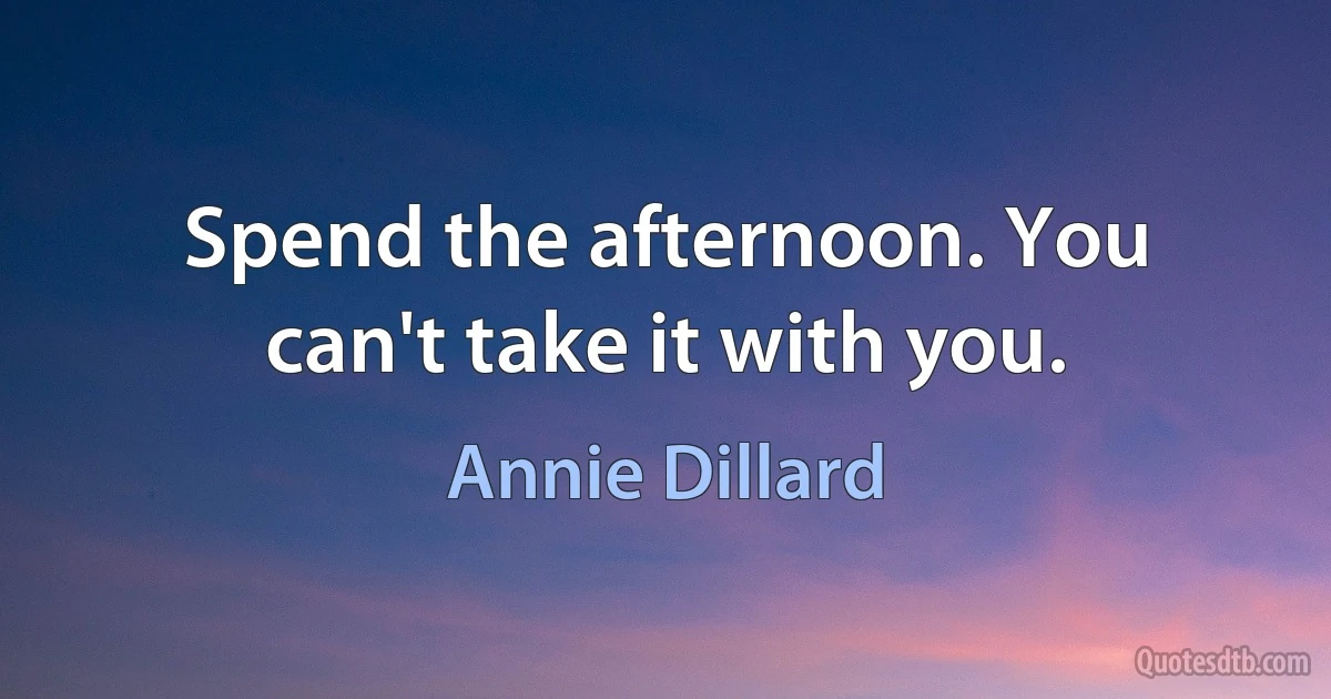 Spend the afternoon. You can't take it with you. (Annie Dillard)