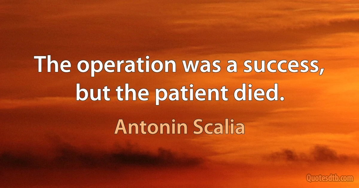 The operation was a success, but the patient died. (Antonin Scalia)