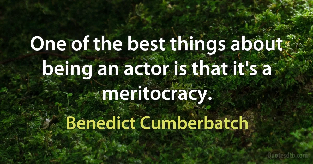 One of the best things about being an actor is that it's a meritocracy. (Benedict Cumberbatch)