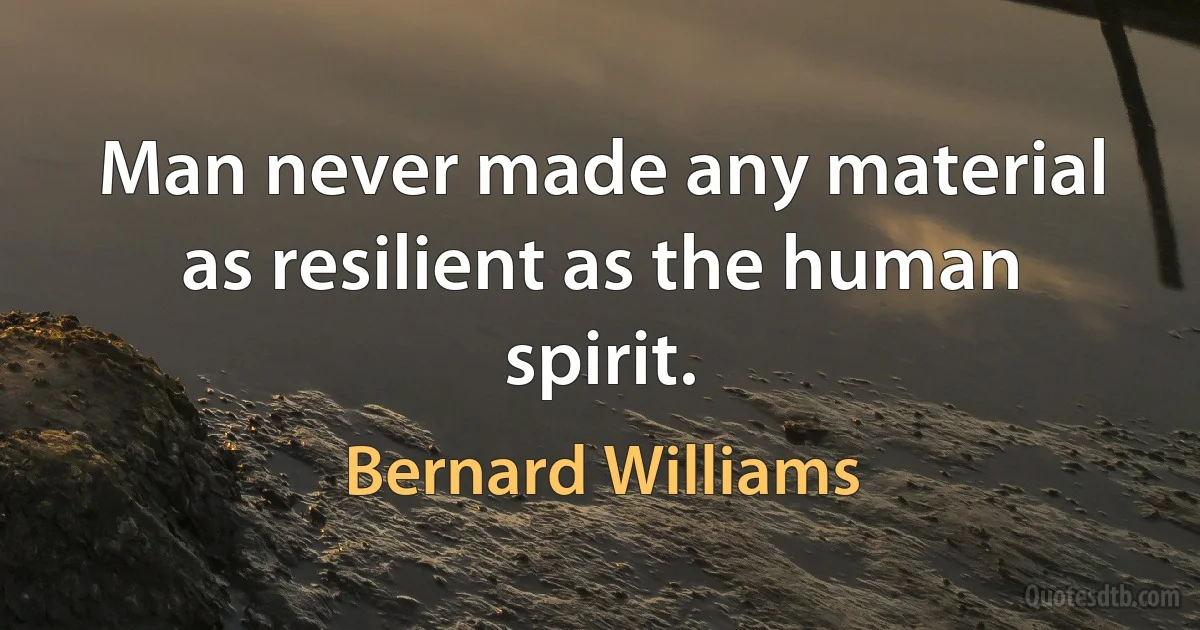 Man never made any material as resilient as the human spirit. (Bernard Williams)