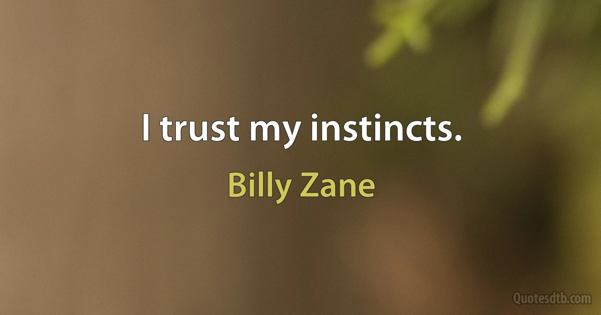 I trust my instincts. (Billy Zane)