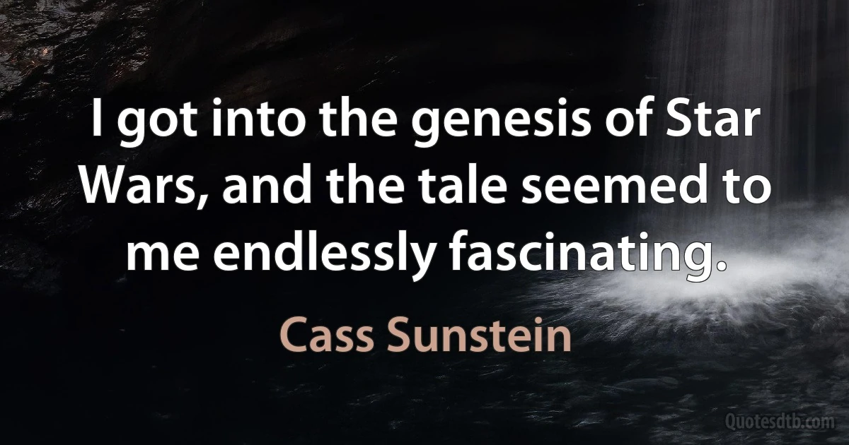 I got into the genesis of Star Wars, and the tale seemed to me endlessly fascinating. (Cass Sunstein)