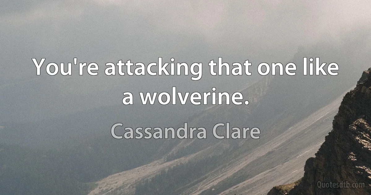 You're attacking that one like a wolverine. (Cassandra Clare)