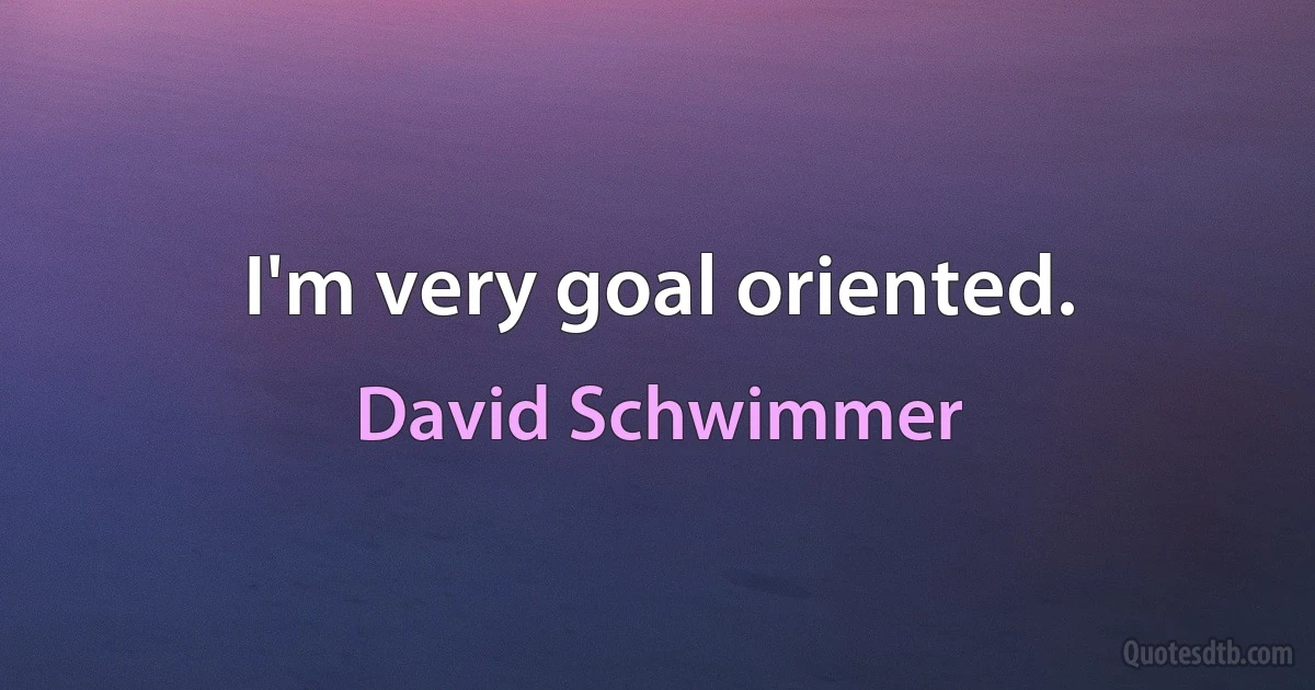 I'm very goal oriented. (David Schwimmer)