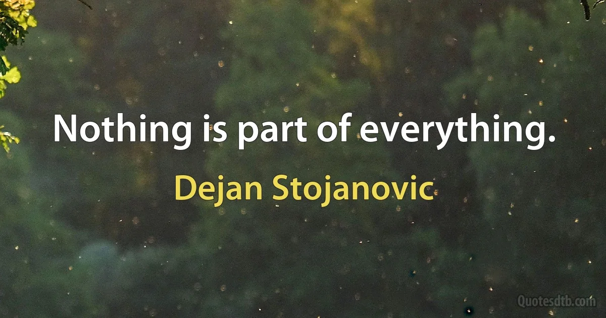 Nothing is part of everything. (Dejan Stojanovic)