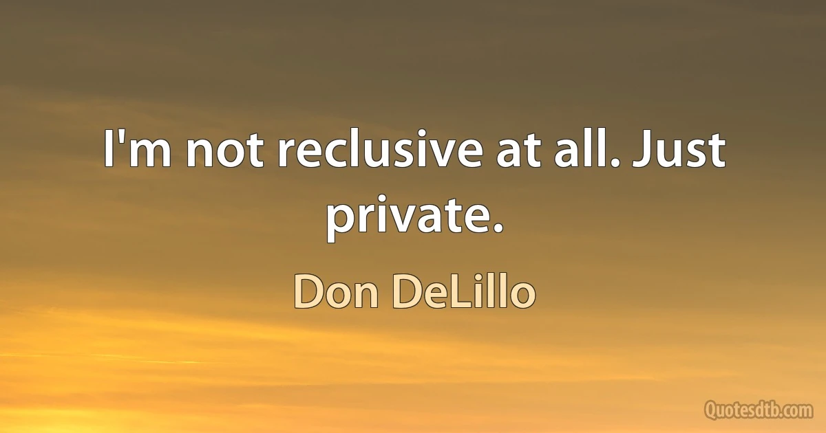 I'm not reclusive at all. Just private. (Don DeLillo)