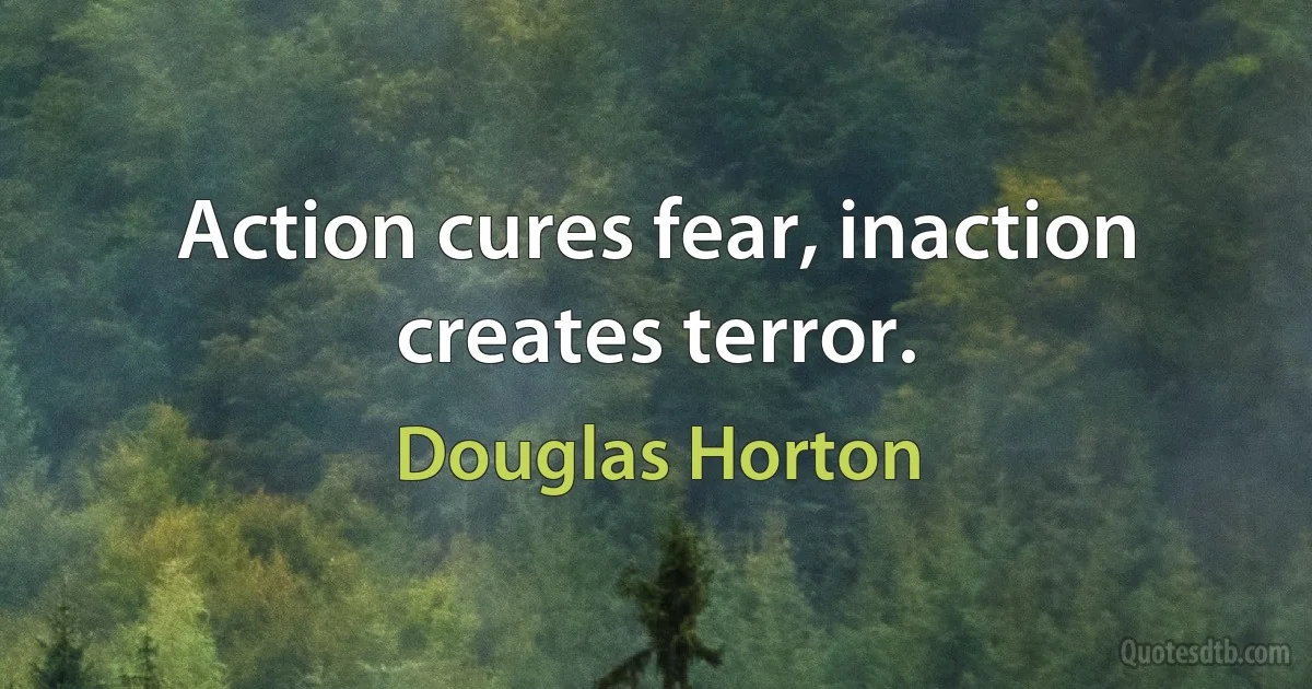 Action cures fear, inaction creates terror. (Douglas Horton)