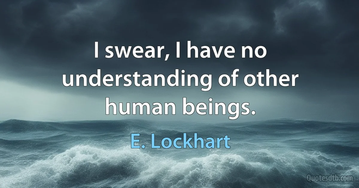 I swear, I have no understanding of other human beings. (E. Lockhart)