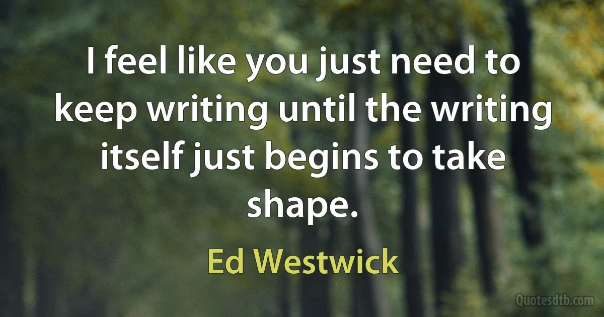 I feel like you just need to keep writing until the writing itself just begins to take shape. (Ed Westwick)