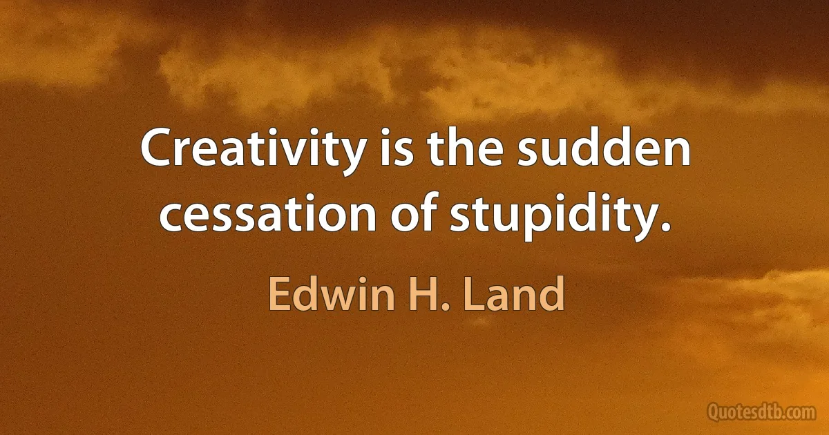 Creativity is the sudden cessation of stupidity. (Edwin H. Land)