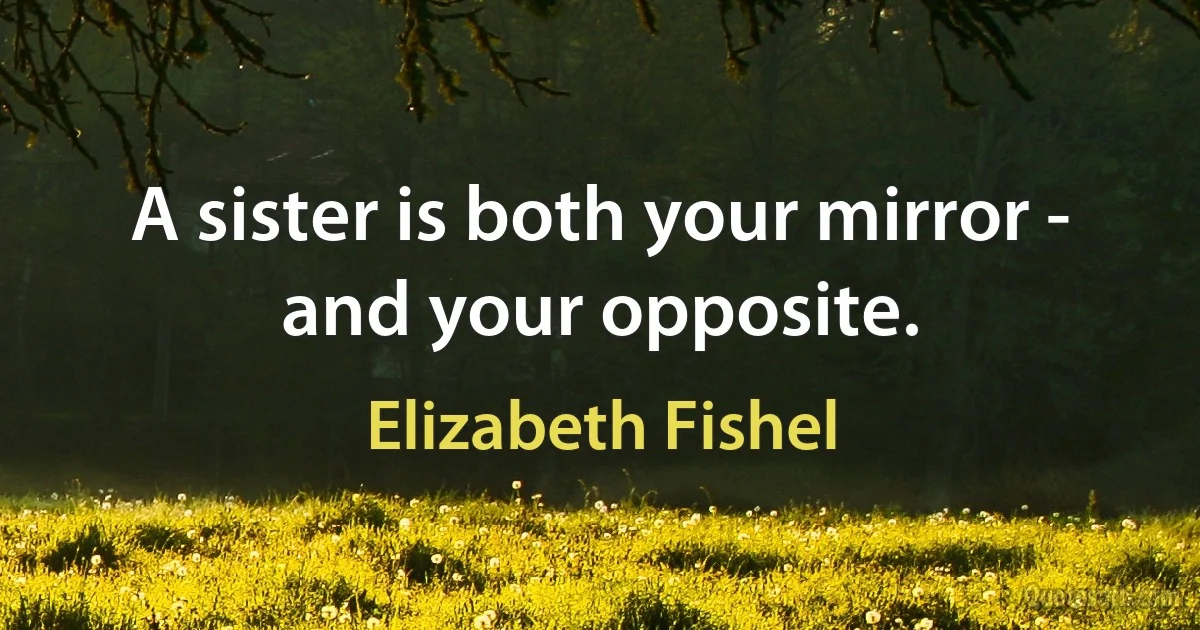 A sister is both your mirror - and your opposite. (Elizabeth Fishel)