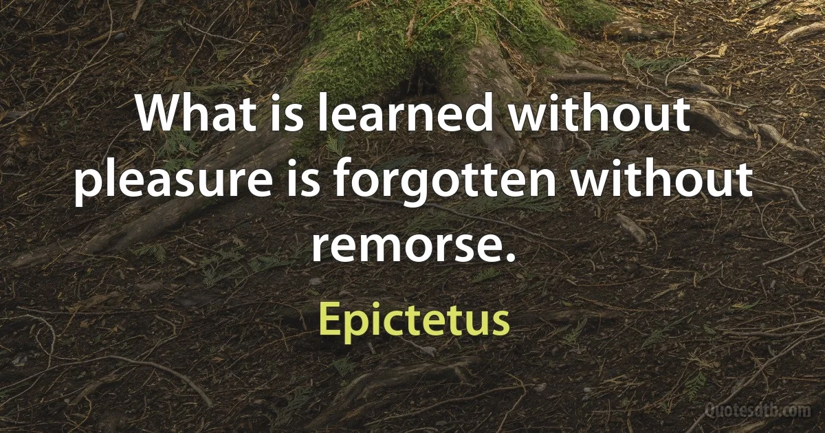 What is learned without pleasure is forgotten without remorse. (Epictetus)