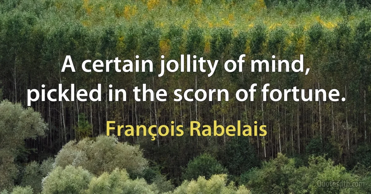 A certain jollity of mind, pickled in the scorn of fortune. (François Rabelais)