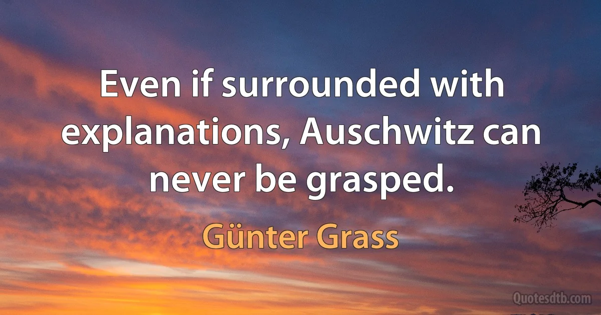 Even if surrounded with explanations, Auschwitz can never be grasped. (Günter Grass)