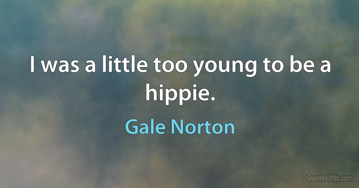 I was a little too young to be a hippie. (Gale Norton)