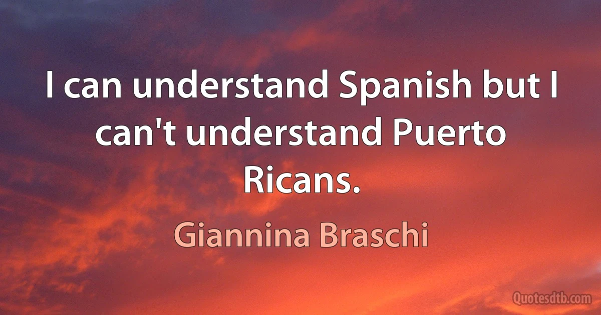 I can understand Spanish but I can't understand Puerto Ricans. (Giannina Braschi)