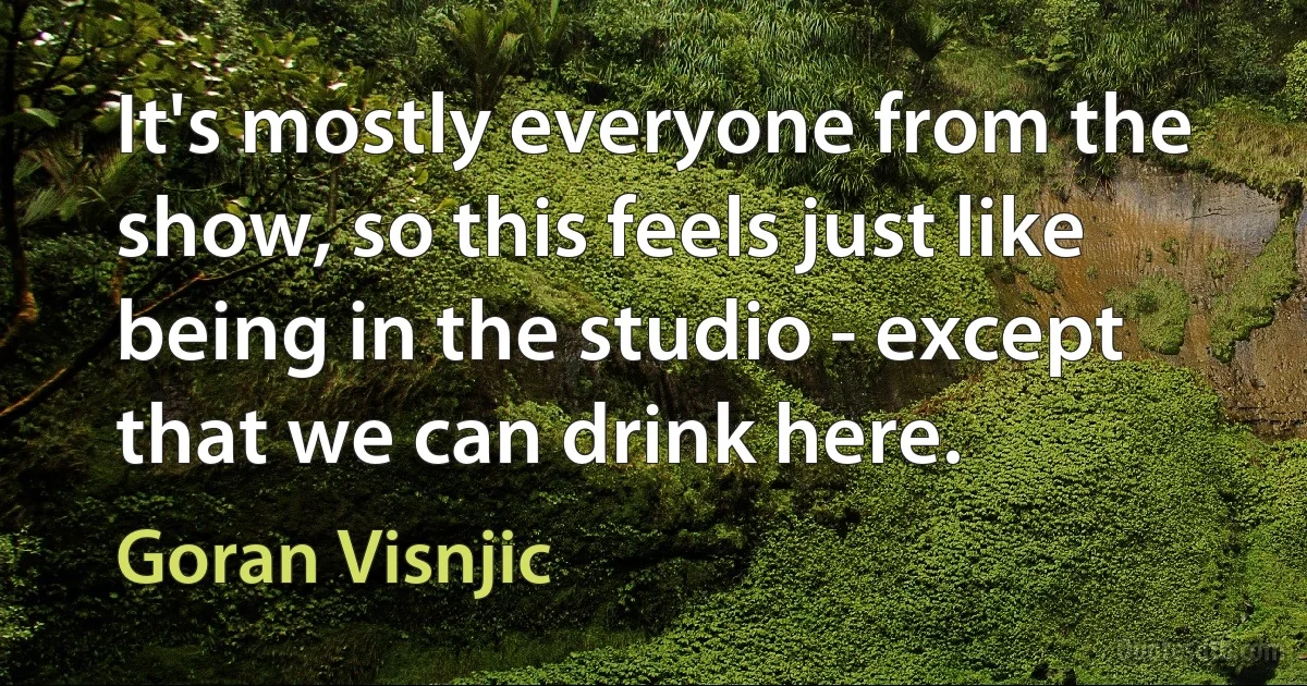 It's mostly everyone from the show, so this feels just like being in the studio - except that we can drink here. (Goran Visnjic)