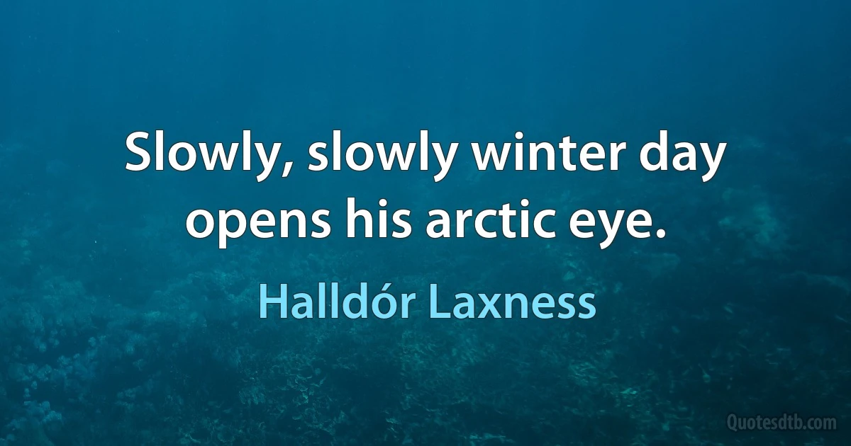 Slowly, slowly winter day opens his arctic eye. (Halldór Laxness)