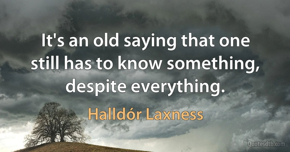 It's an old saying that one still has to know something, despite everything. (Halldór Laxness)