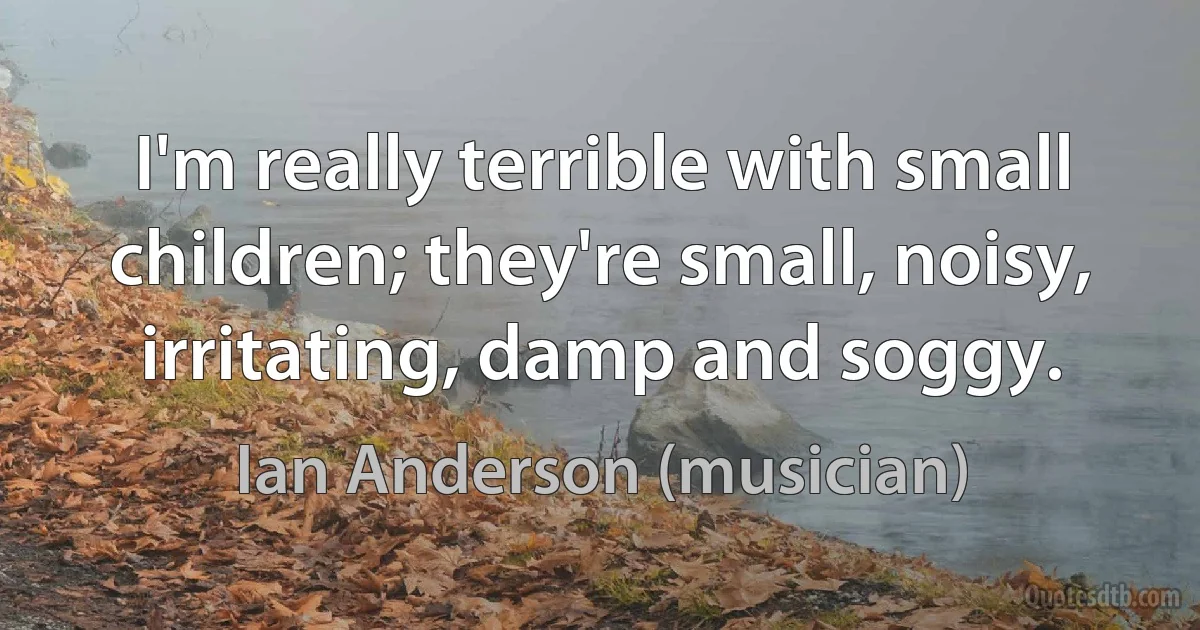 I'm really terrible with small children; they're small, noisy, irritating, damp and soggy. (Ian Anderson (musician))