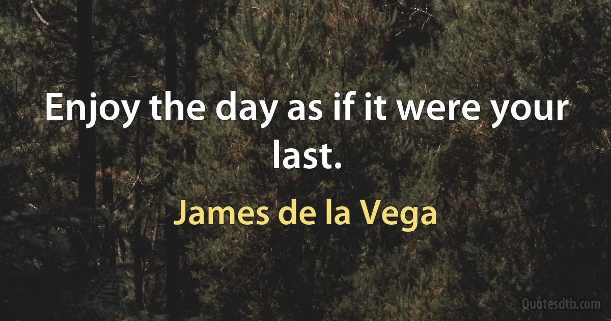 Enjoy the day as if it were your last. (James de la Vega)