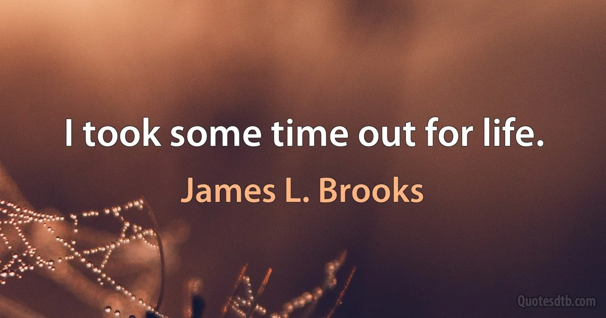 I took some time out for life. (James L. Brooks)