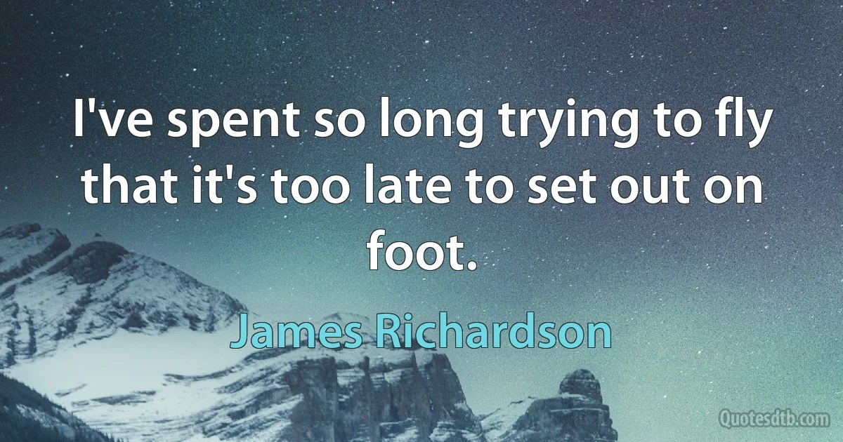 I've spent so long trying to fly that it's too late to set out on foot. (James Richardson)