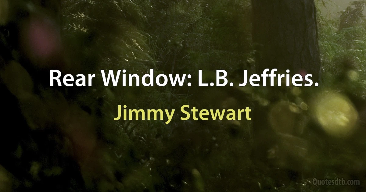 Rear Window: L.B. Jeffries. (Jimmy Stewart)