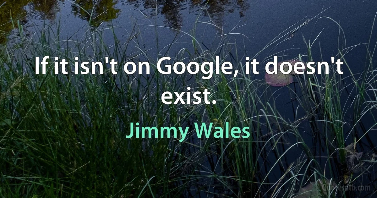 If it isn't on Google, it doesn't exist. (Jimmy Wales)