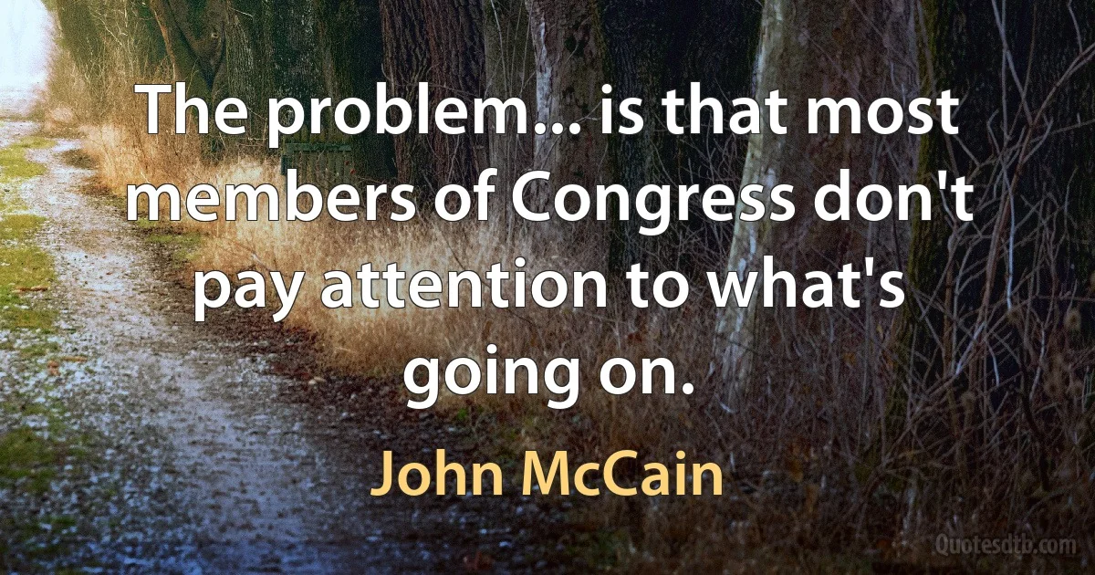 The problem... is that most members of Congress don't pay attention to what's going on. (John McCain)