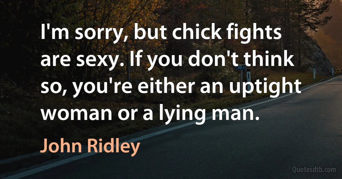 I'm sorry, but chick fights are sexy. If you don't think so, you're either an uptight woman or a lying man. (John Ridley)