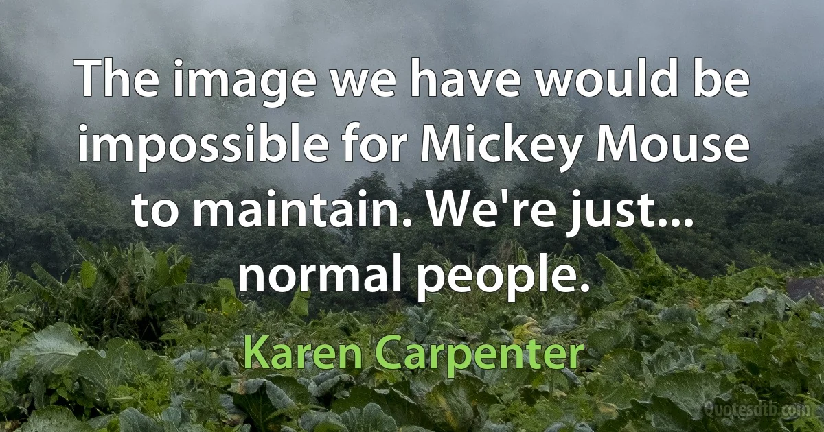 The image we have would be impossible for Mickey Mouse to maintain. We're just... normal people. (Karen Carpenter)