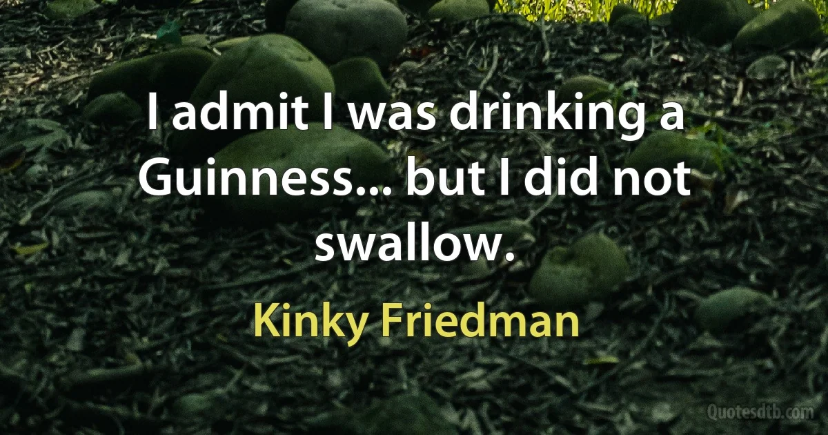 I admit I was drinking a Guinness... but I did not swallow. (Kinky Friedman)