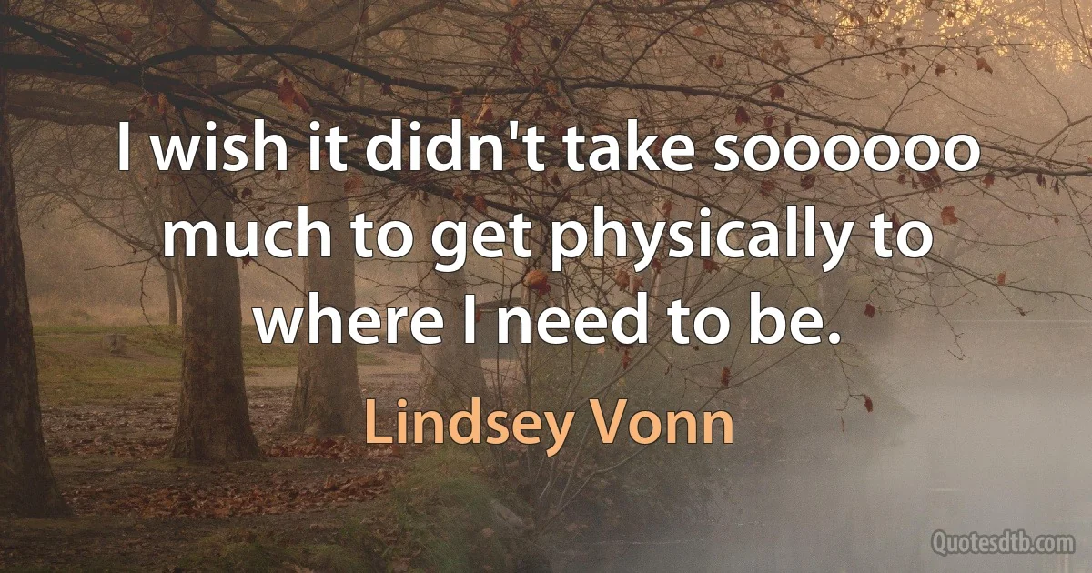 I wish it didn't take soooooo much to get physically to where I need to be. (Lindsey Vonn)