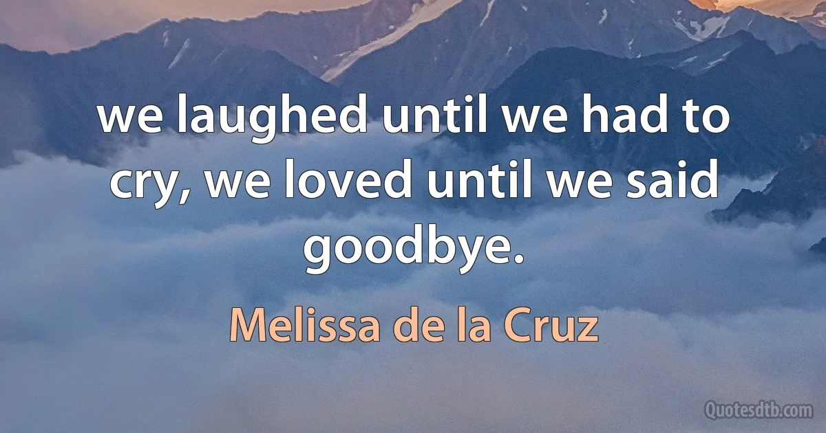 we laughed until we had to cry, we loved until we said goodbye. (Melissa de la Cruz)