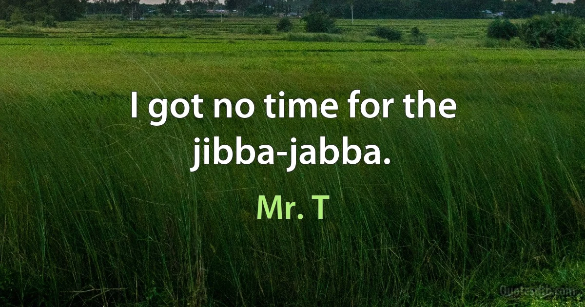 I got no time for the jibba-jabba. (Mr. T)