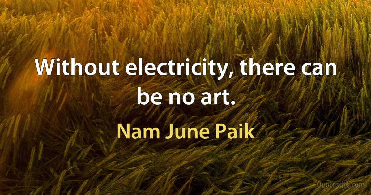 Without electricity, there can be no art. (Nam June Paik)