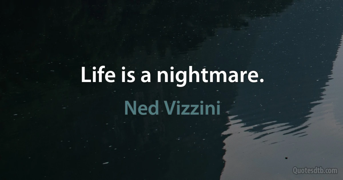 Life is a nightmare. (Ned Vizzini)