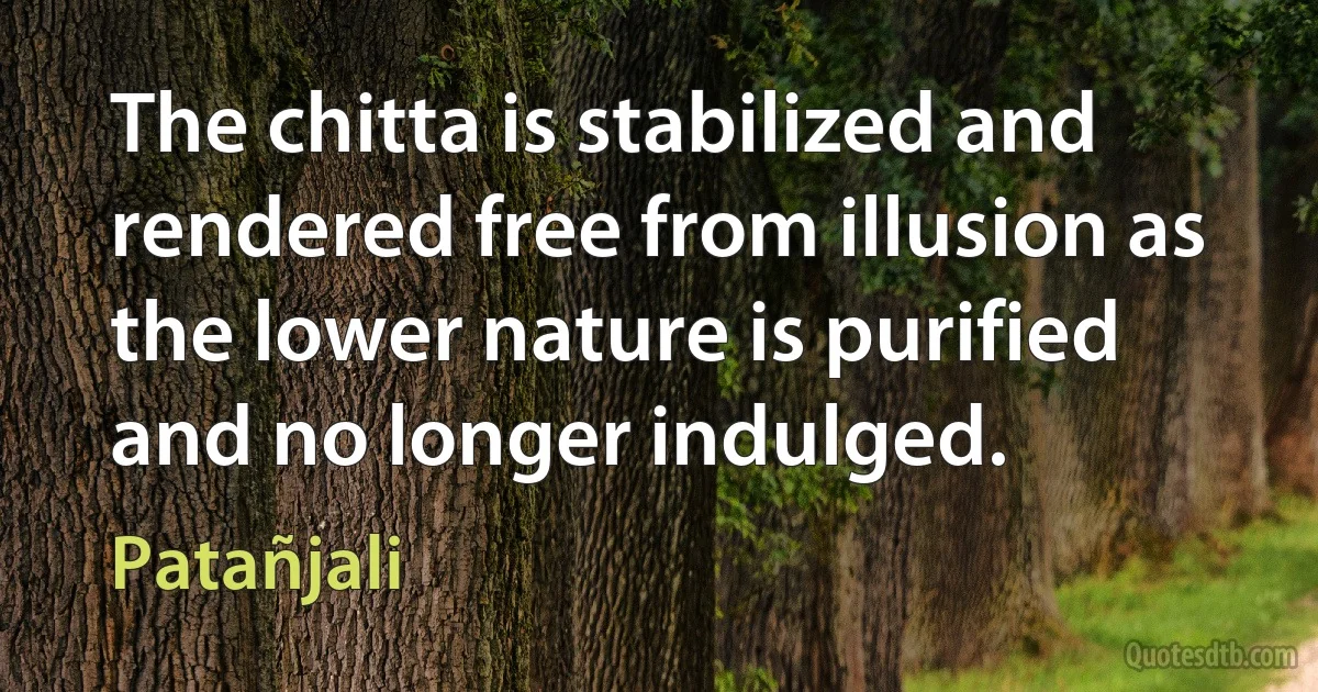 The chitta is stabilized and rendered free from illusion as the lower nature is purified and no longer indulged. (Patañjali)