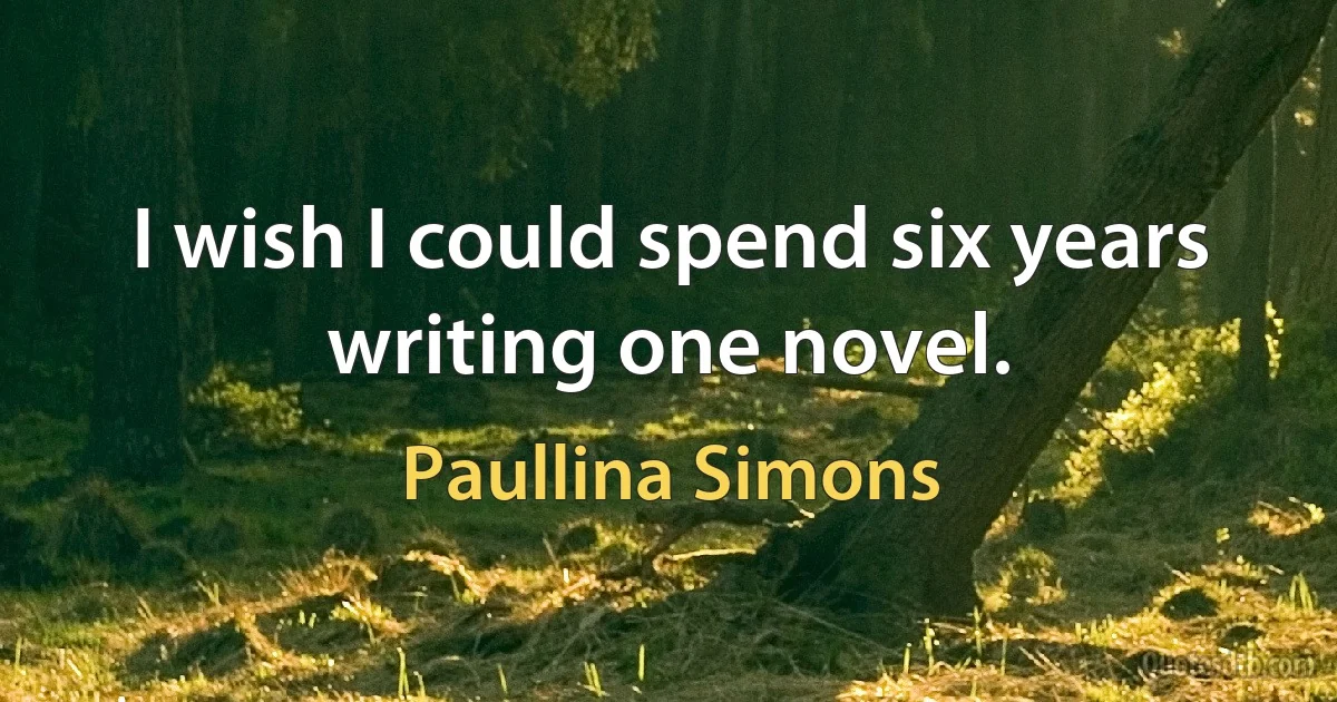 I wish I could spend six years writing one novel. (Paullina Simons)