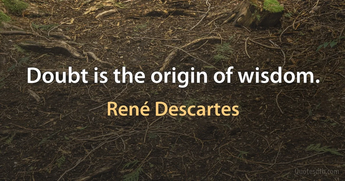 Doubt is the origin of wisdom. (René Descartes)