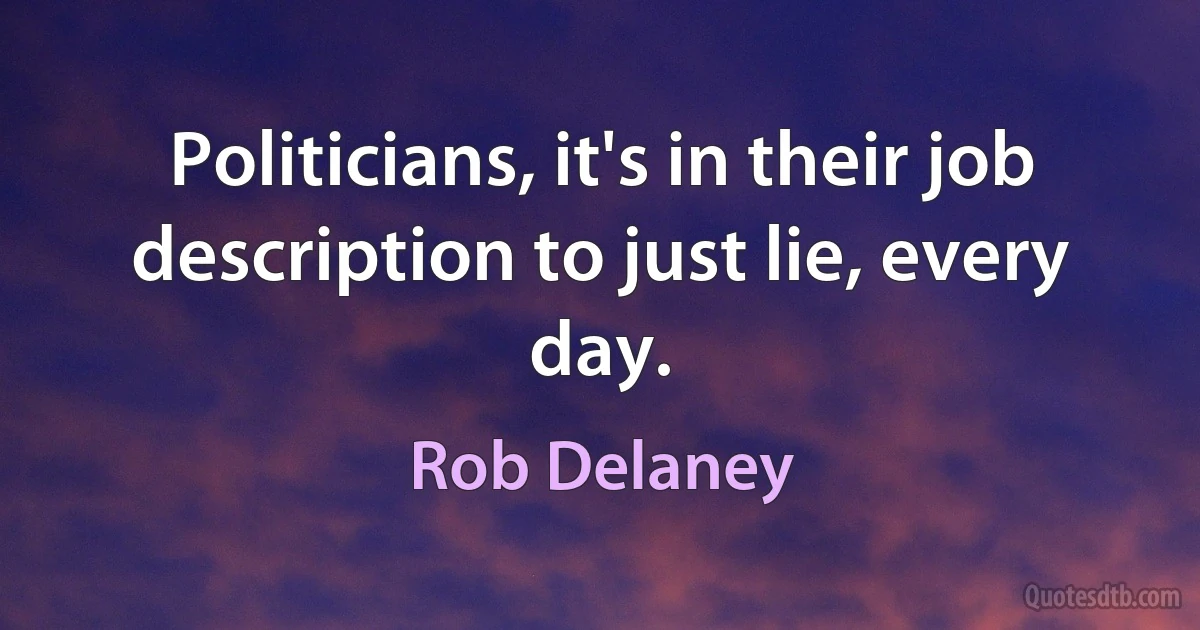 Politicians, it's in their job description to just lie, every day. (Rob Delaney)